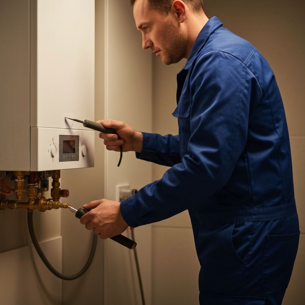 VSR Gas & Heating engineer working on a boiler installation in West London